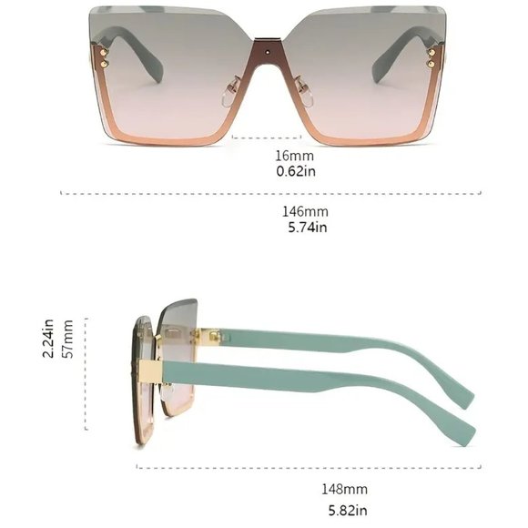 OVERSIZED FASHION GLASSES Ladies Rimless Sunglasses Trend Driver Driving Glasses - Picture 2 of 4